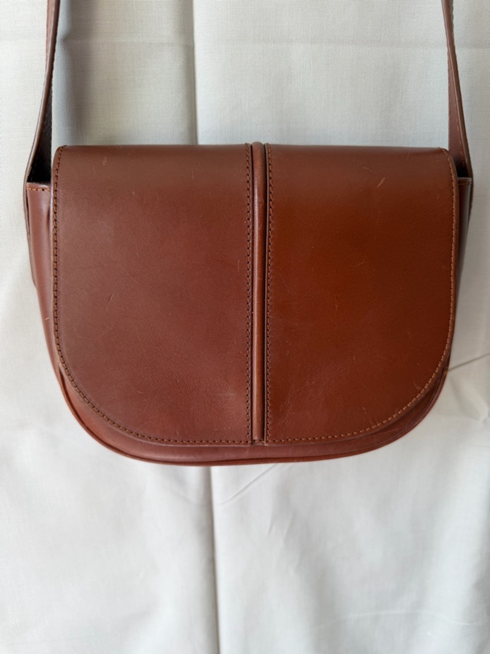 A.P.C. Cognac Leather Crossbody Saddle Bag